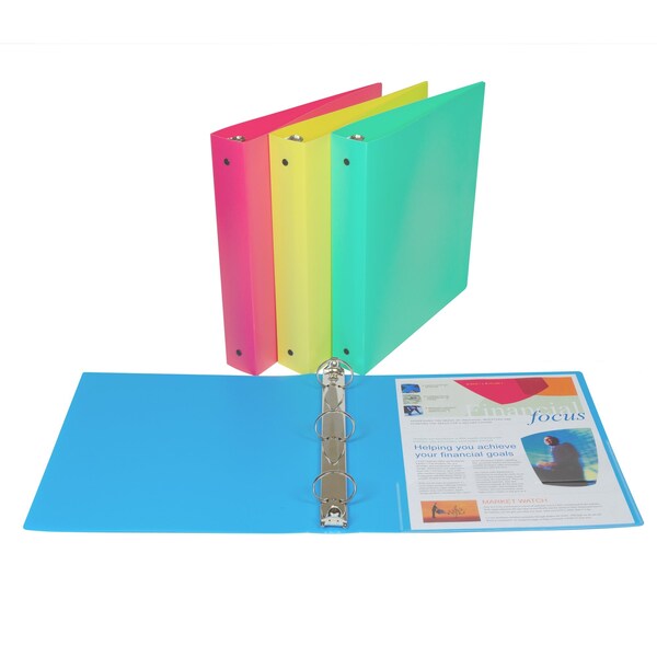 3Ring Poly Binder, 1 12 Inch Capacity Color May Vary Set Of 12 Binders, 12PK